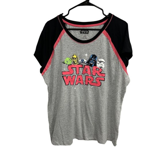 Star Wars NWT Plus Size Raglan Sleep Tee With Characters Graphic Sz 2X - Picture 1 of 11
